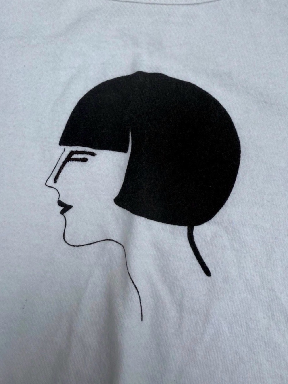 Fendi White Tee with Black Bob Profile Graphic